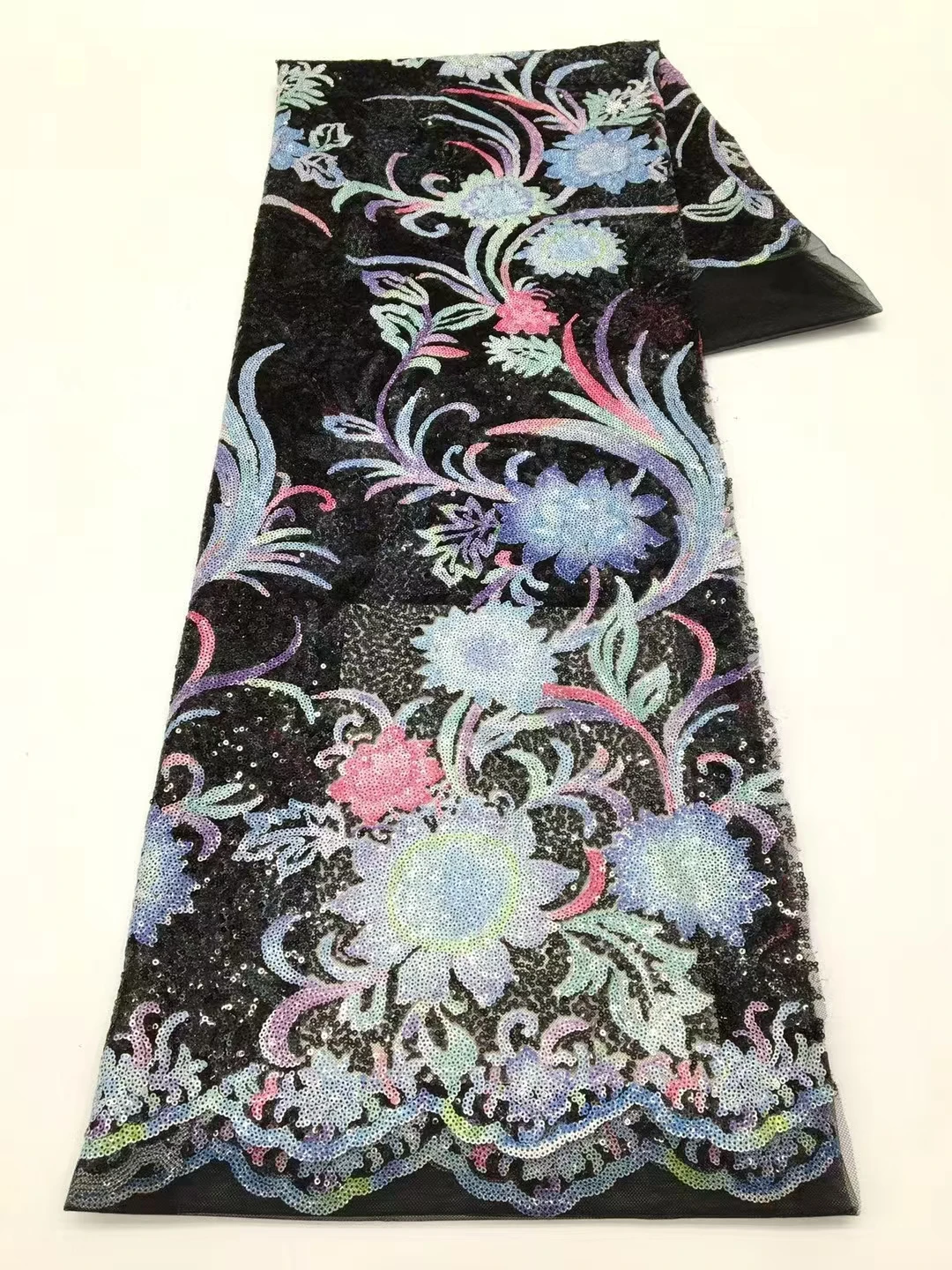 2025 novo africano francês nigeriano tecido de renda alta qualidade com lantejoulas malha para bordado festa casamento noiva vestido costura