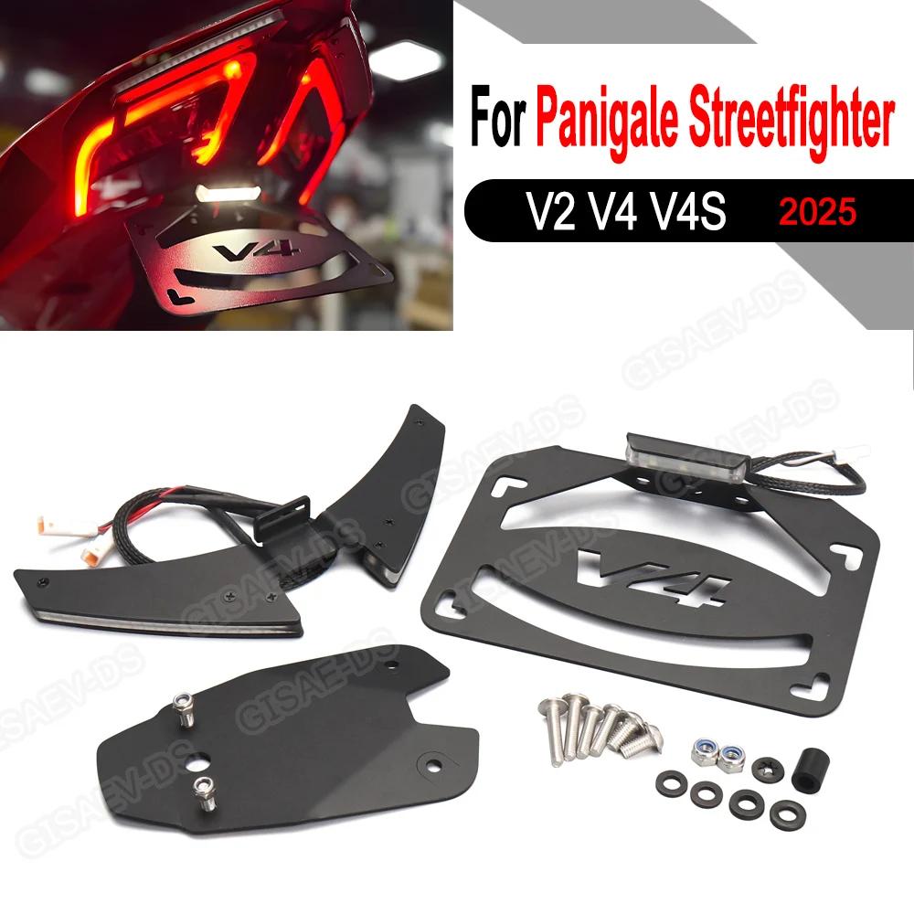 

For Ducati Panigale Streetfighte V4S V4 V2 2025 Motorcycle Accessories LED License Plate Holder Bracket Tailstock Frame Bracket
