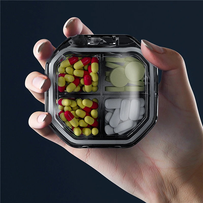 4 Grids Pill Box Organizer Container for Tablets Travel Small Tablet Box Wheat Straw Medicine Container Organizer Boxes