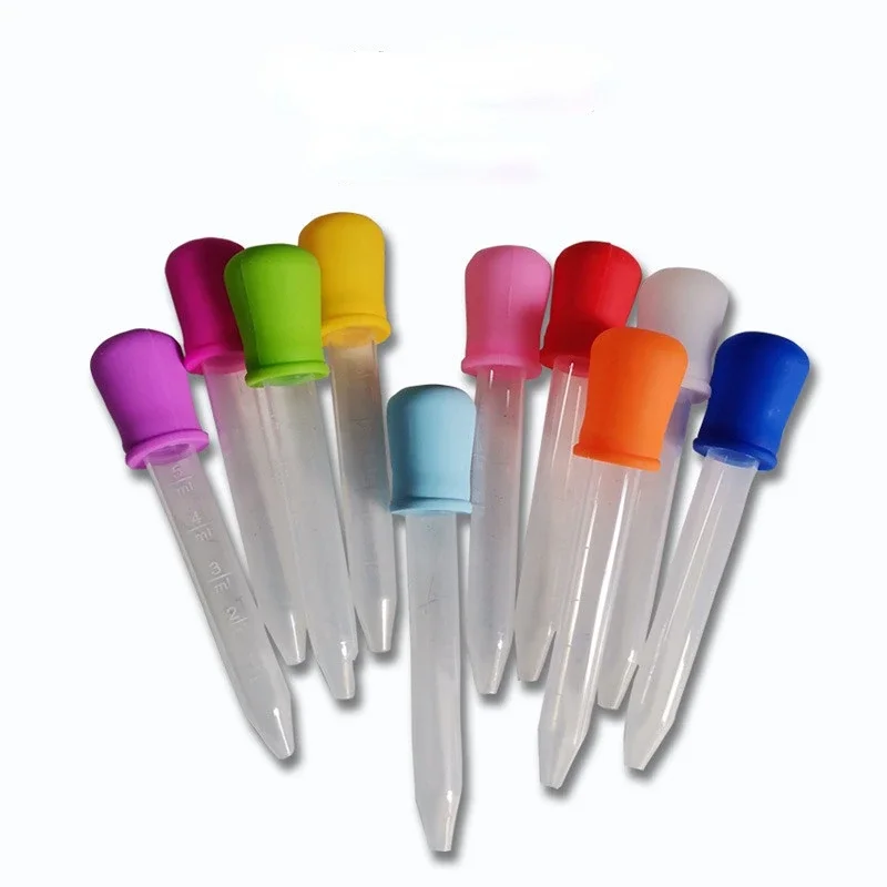 5ml Small Silicone Plastic Pipette Dropper Feeding Medicine Liquid Eye Ear Pipette Dropper School Lab Experiment Supplies