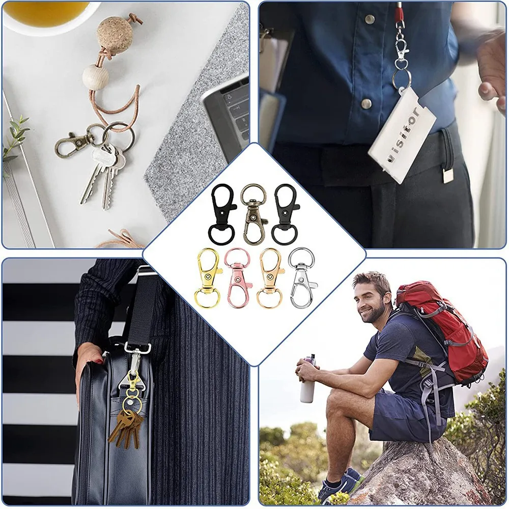 50/100 stuks draaibare karabijnhaken met sleutelhangers, premium metalen draaibare karabijnsluitingen voor sleutelhanger DIY sieraden ambachten