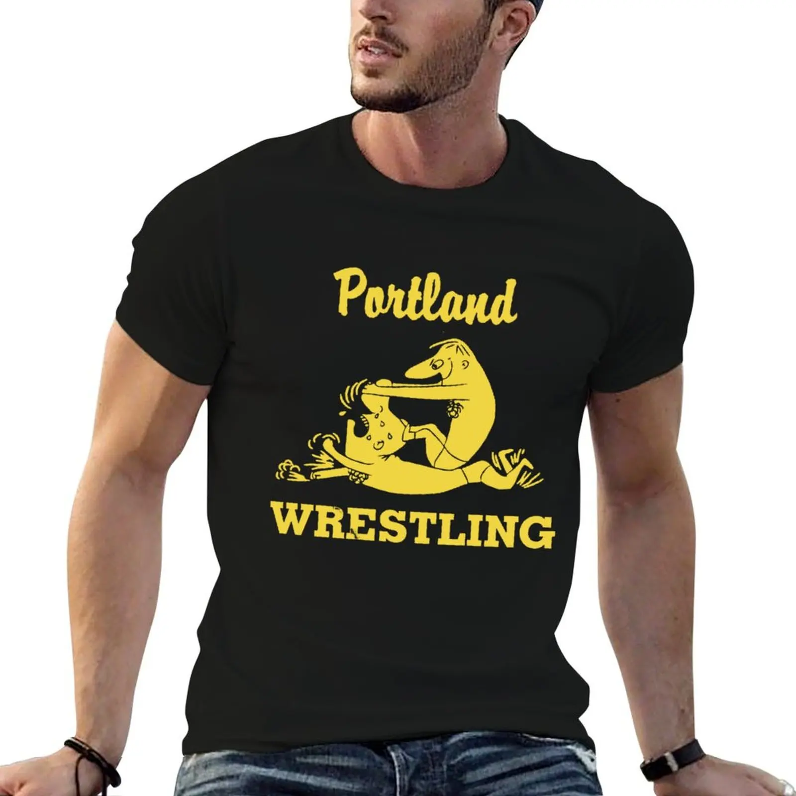 Restored Portland Wrestling Logo T-Shirt Running Performance Short Sleeve Tee
