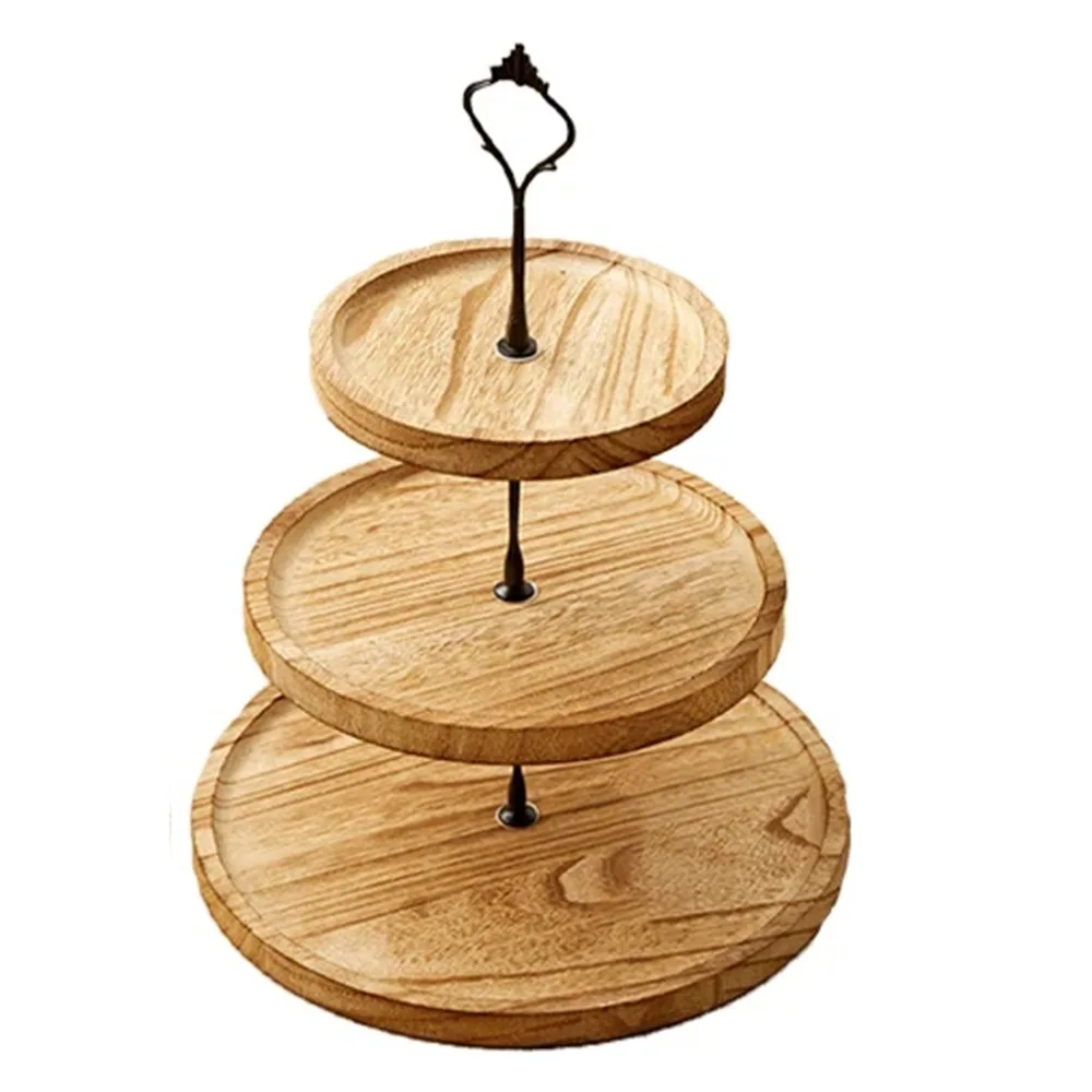 2/3-Layer Wooden Cupcake Stand Decorative Sturdy Cake Serving Tray Widely Use Detachable Dessert Display Rack Dried Fruit