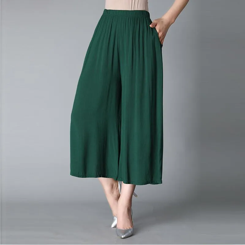 Summer Women Wide Leg Pants 8 Color Ladies Ankle-Length Straight Trousers With Pocket Cotton Comfortable Pants   