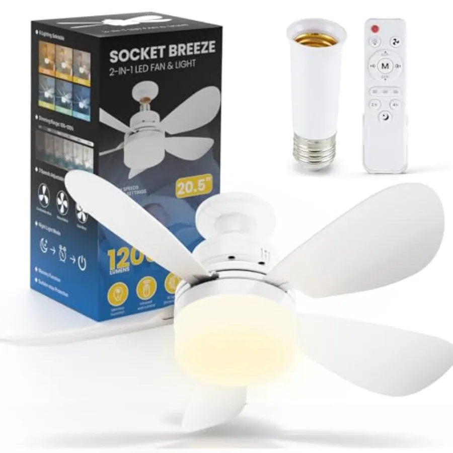 

20" Low Profile Flush Mount 2--1 Fan Light with Remote Small Ceilg Fan with LED Light and Remote 3 Speeds 6 Colors 3000K-6500K