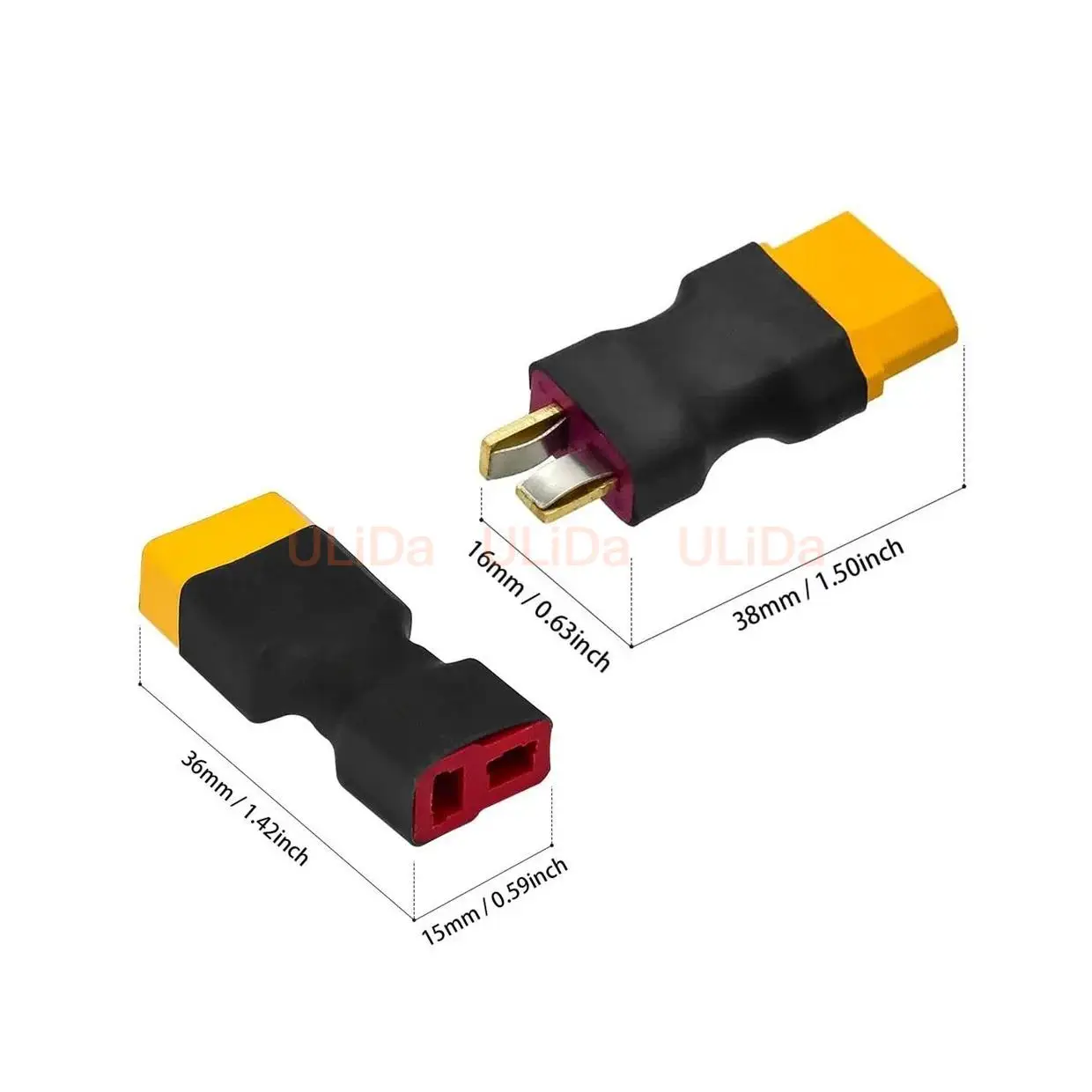 Wireless XT60 Female to Male T Plug / T Deans Female to XT60 Male Connector Adapter for for RC FPV Boat Car RC LiPo Battery