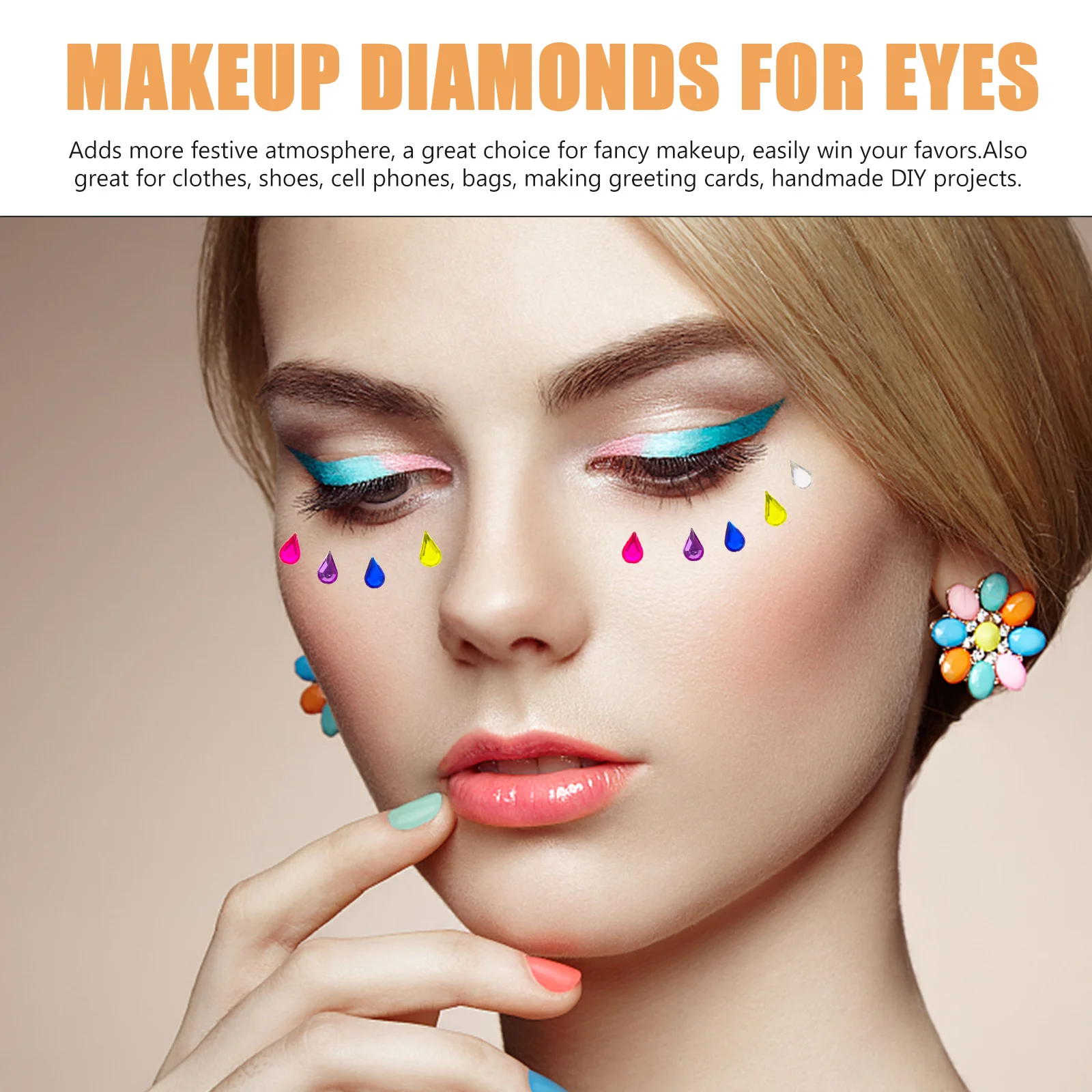 ملصقات كريستال حجر الراين جواهر وجه ذاتية اللصق للبالغين في حفلات المهرجانات وحفلات الهالوين والزفاف ديكور ذاتي الصنع #1