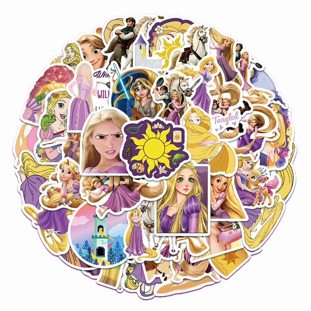 10/30/50PCS Disney Cartoon Movie Tangled Rapunzel Stickers DIY Phone Guitar Laptop Luggage Skateboard Graffiti Decals Fun Kid