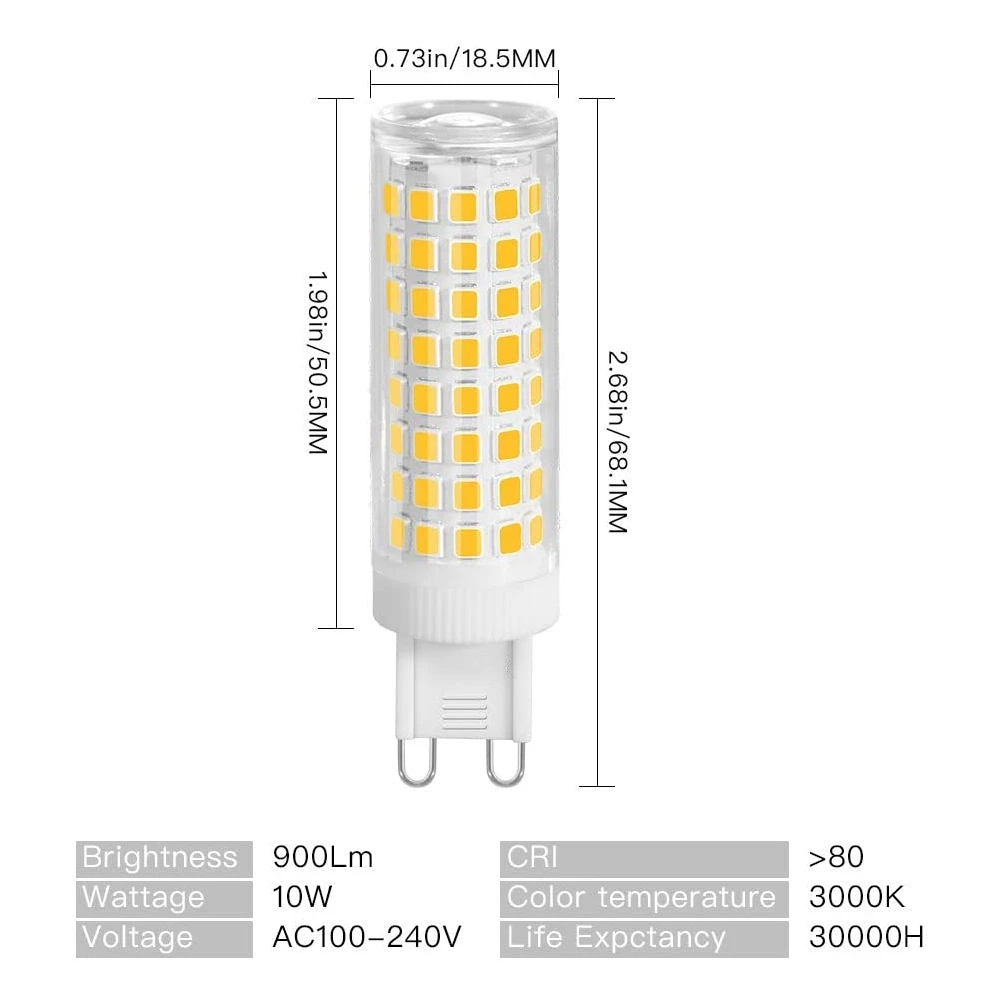 Светодиодная лампа ABNG 12 Вт G9 Теплый белый 3000 К, эквивалент галогенной лампы 100 Вт, 360 °   Широкоугольный, без регулировки яркости, 1100 люмен, 5 шт.