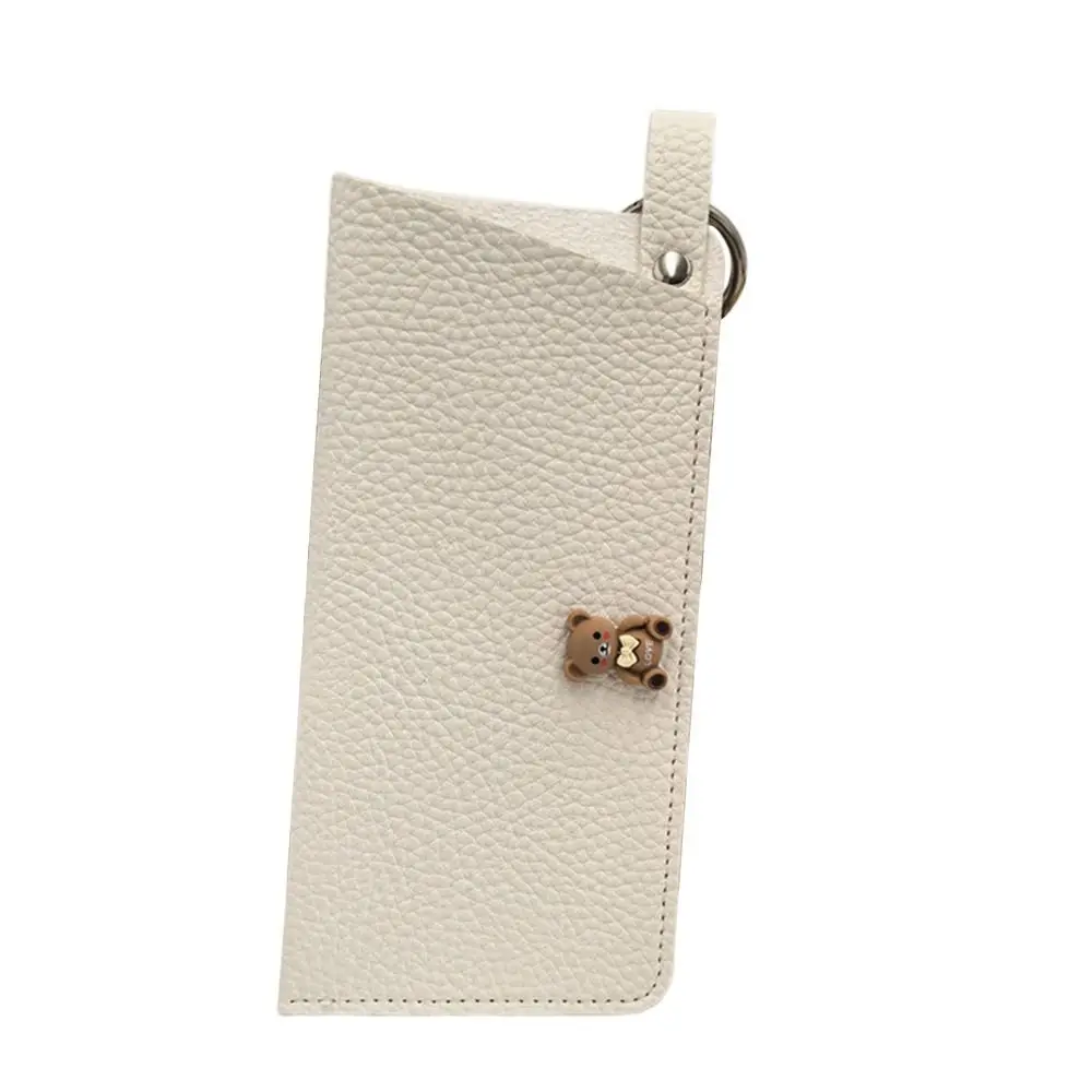 حقيبة تخزين النظارات الشمسية المصنوعة من جلد البولي يوريثان مع حلقة مفاتيح بلون سادة معلقة للنظارات الشمسية وحامل نظارات شمسية محمول متين #5