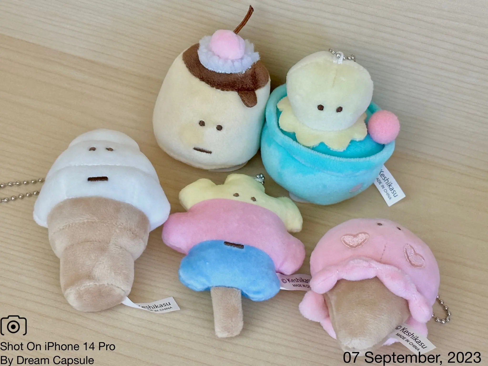 Qualia capsule toys #Eraser. stuffed animal 2 cute kawaii ice Pudding Soft cream soda cotton candy plush dolls ball chain