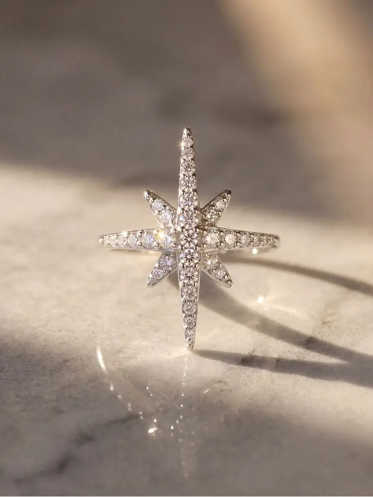 Echter Moissanit-Diamant mit Zertifikat, Brillante Ringe für Damen, Alltag und Party, 925 Sterling Silber, Edle Schmuckstücke – Detail 4