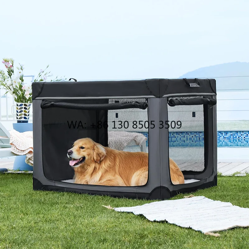 

Portable Foldable Dog Crate Kennel With Mesh Mat Strong Steel Frame Indoor and Outdoor Travel Dog Carrier Cat Carrier