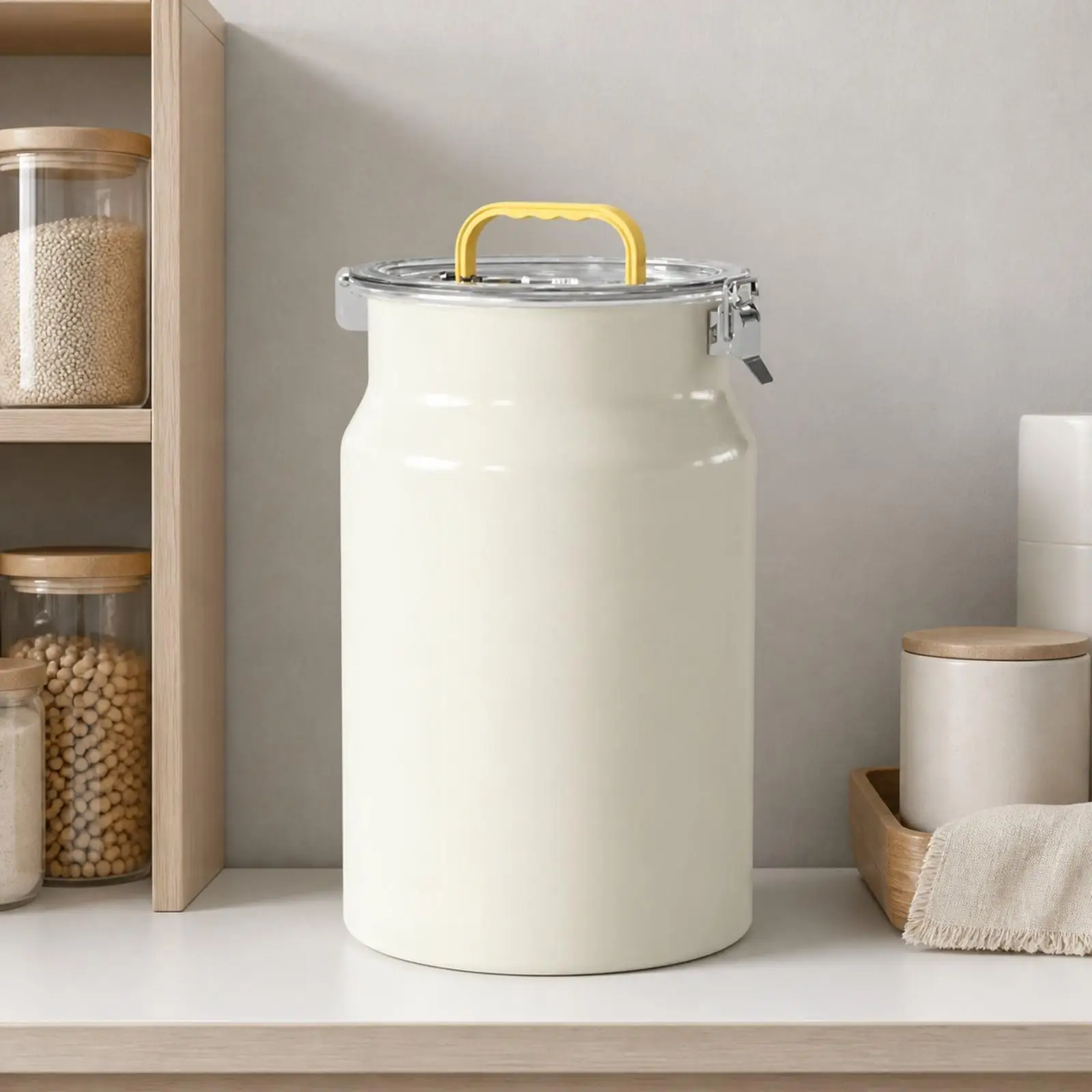 Dry Food Storage Bin Easy to Clean Flour Container with Lid and Locking Clamp