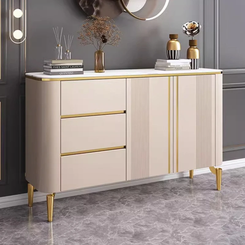 Aparador nórdico de lujo, almacenamiento de pizarra minimalista moderno, mueble de cocina, sala de estar, muebles para el hogar de diseño, Aparador Blanco FYSD
