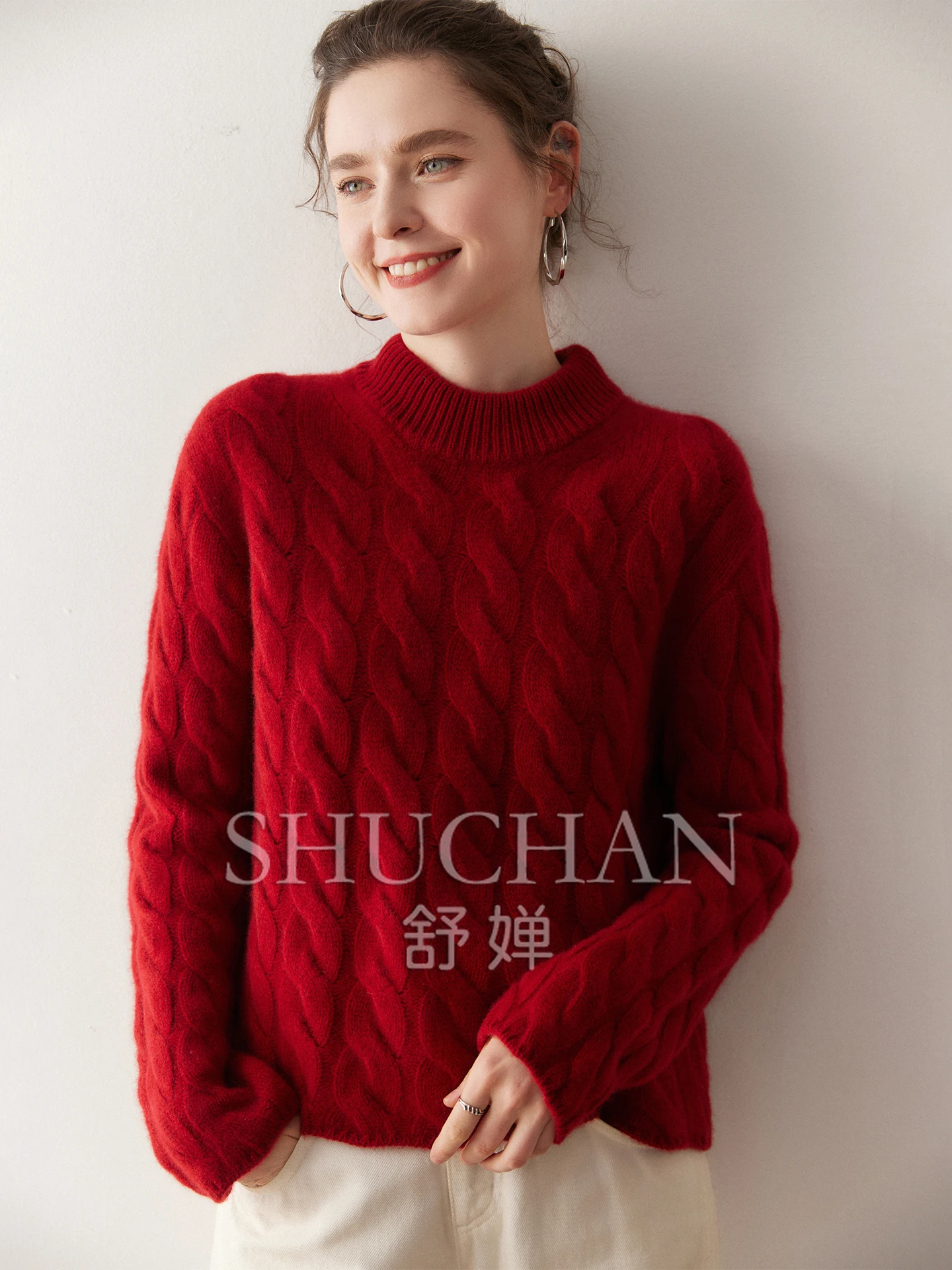 

Thickened Hemp Flower Wool Cashmere Round Neck Women's Soft Waxy Loose 2025 Autumn and Winter New Knitted Sweater Women
