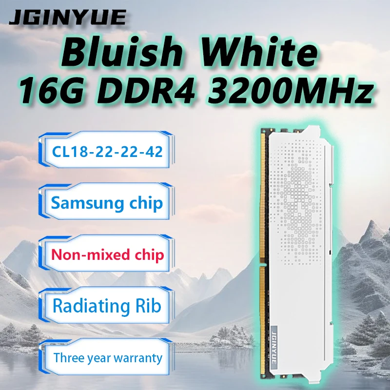 

JGINYUE DDR4 3200MHz RAM 16GB/32GB Samsung® memory chips CL18-22-22-42 AM4/LGA1700 Motherboard Non-Bdie