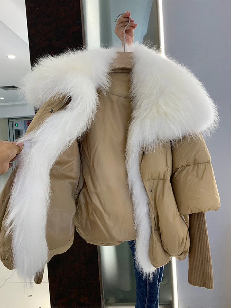2026 Winter Real Fox Fur Collar White Duck Down Padded Down Jacket Regular Fashion Warm Big Fur Collar Women's Coat