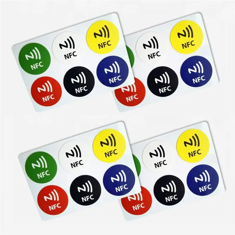 Y43A 24Pcs Ntag213 TAG Sticker 13.56MHz RFID Token Label Multicolor for Smartphone Shortcut ETC