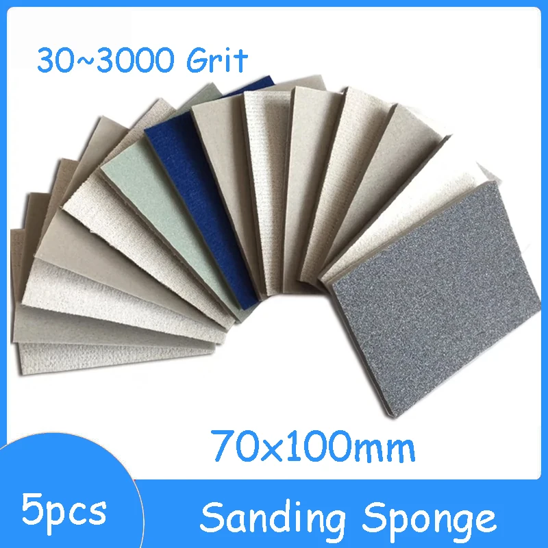 70x100mm Sanding Sponge 300 - 3000 Grit Cell Phone Shell Sanding Plastic Molding Line Special Foam Wet and Dry Back Flocking