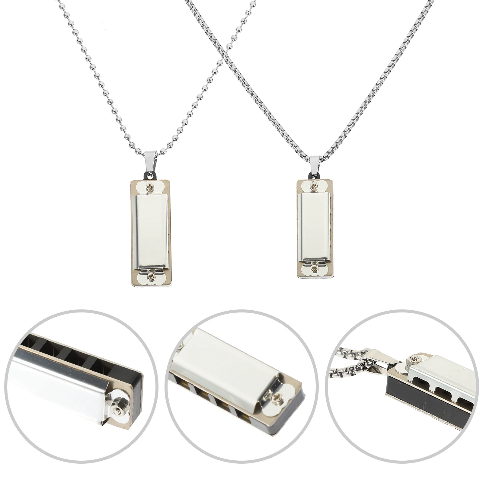 2 Pcs Harmonica Necklace Pendant Kids Miniature Jewelry Toys Zinc Alloy Charm Gift Musical Student