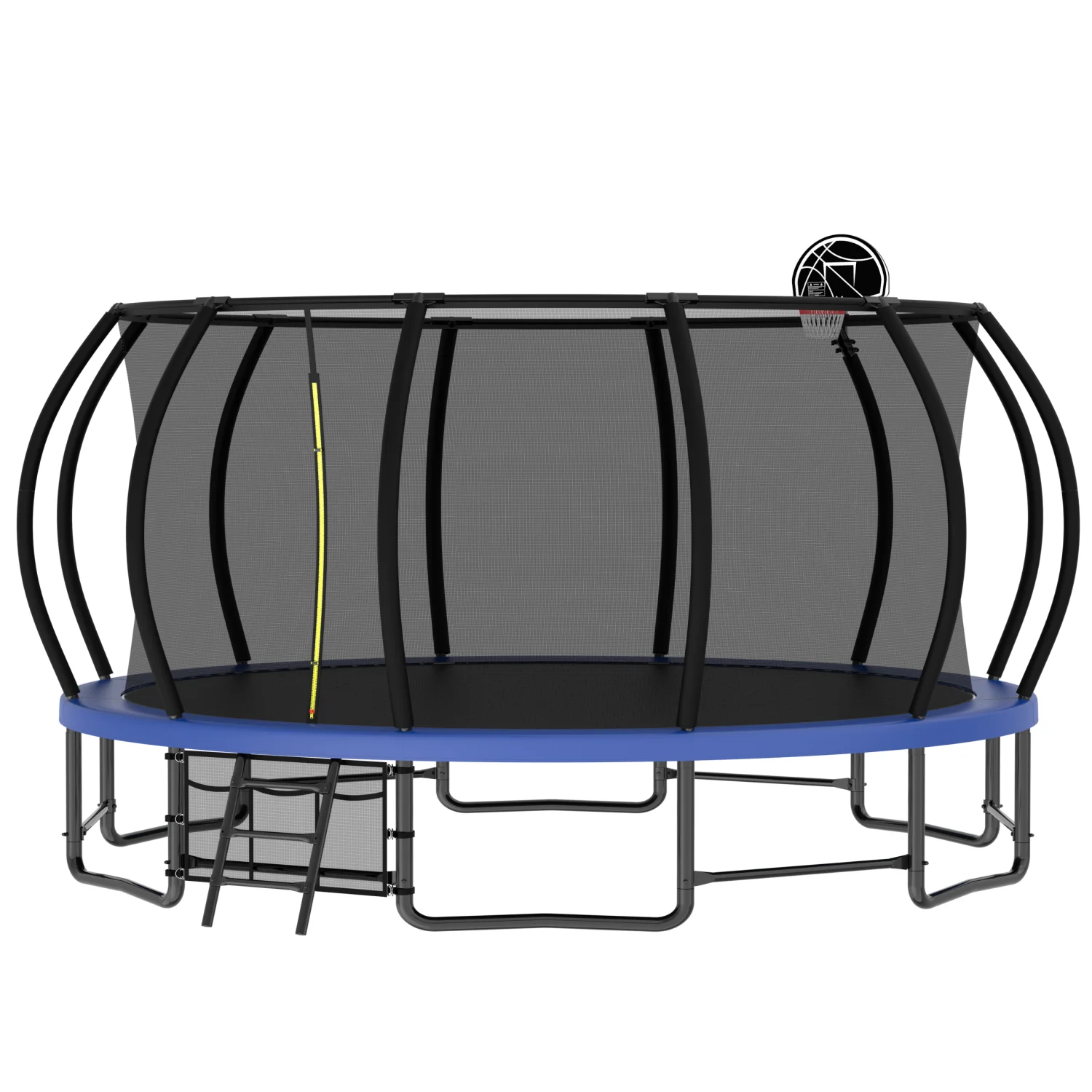 16FT Outdoor Trampoline Pumpkin with Curved Poles, Heavy Duty Anti-Rust Coating - ASTM Approved