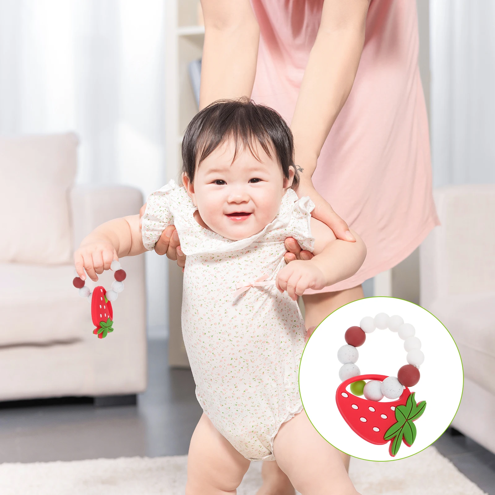 1 قطعة الطفل الفراولة المولي سوار الكرتون الفاكهة تصميم آمنة مضغ معصمه للتسنين اللثة تدليك لدغة مقاومة الرضع #1