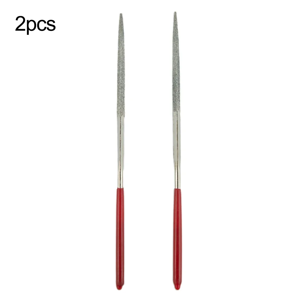 2Pc Triangular Diamond Files For Filing In Hard To Reach Areas On Steel Glass Stone Metal Wood Plastic Grinding Hand Tool