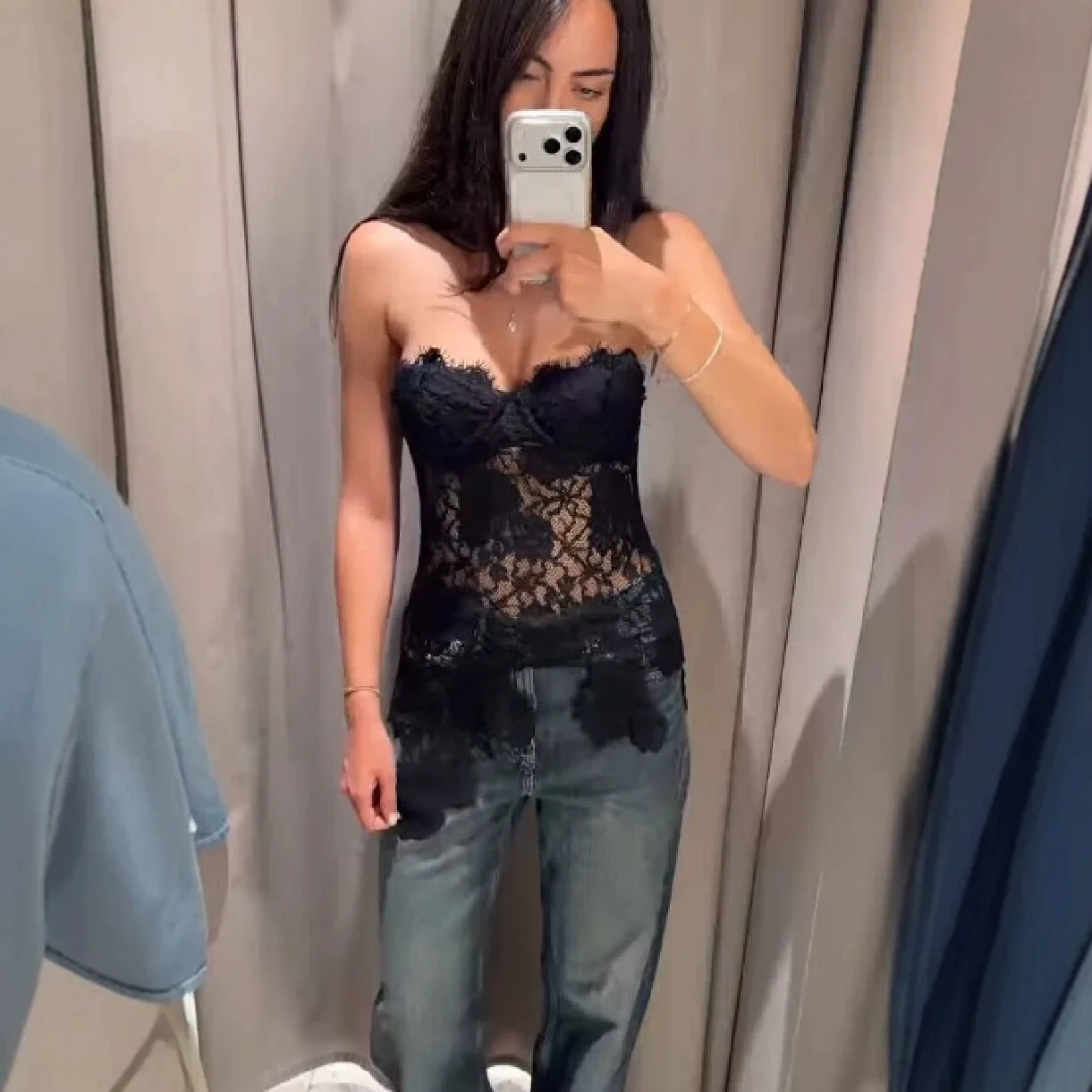 2026 Spicy Girl Sexy Black Lace Corset Women's New Style Waist Slimming and Slimming Skincare Top Tanks & Camis Tube Top