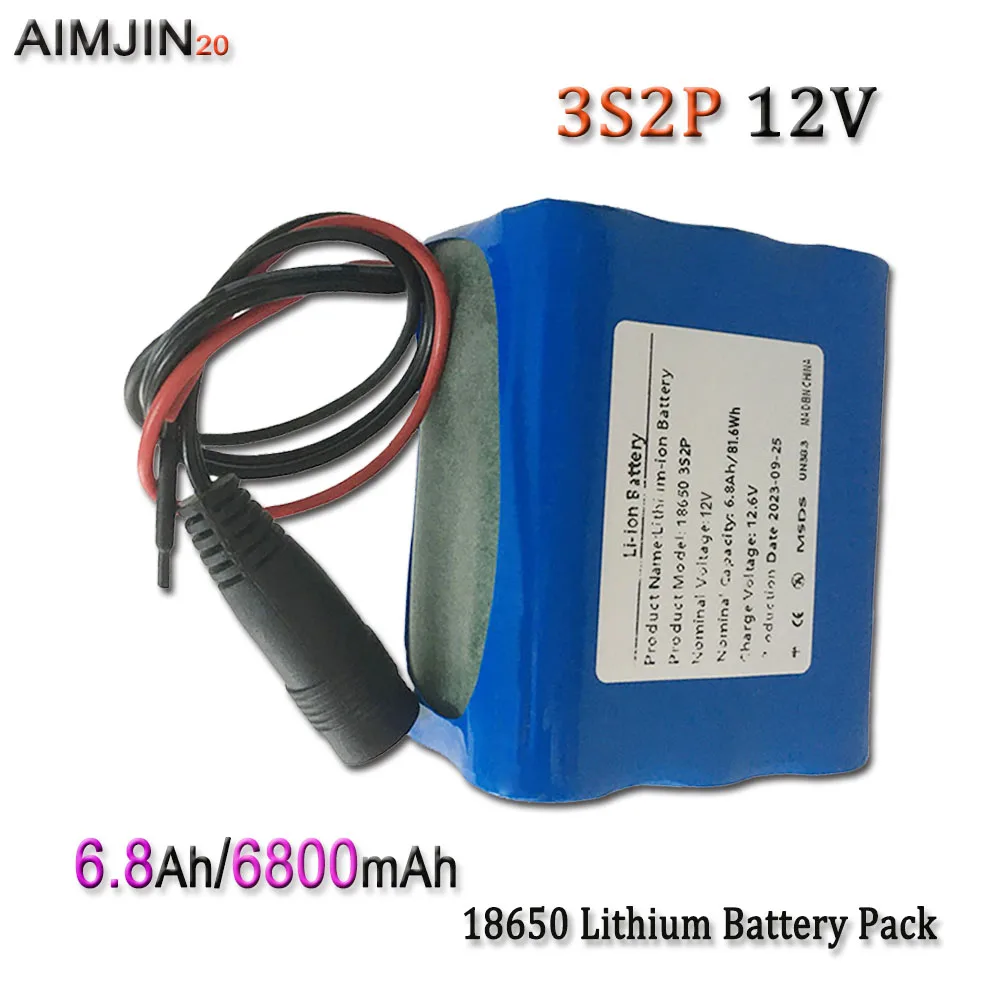 

3S2P 12V 6800mAh Lithium Battery Pack, Suitable For Projector, Speaker, And Wireless Monitoring Battery Replacement