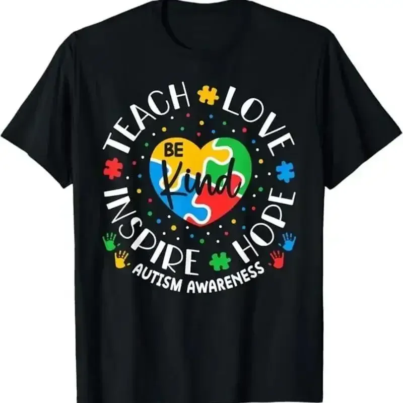 Autism Teacher Shirts Women Teach Love Inspire Awareness TShirt