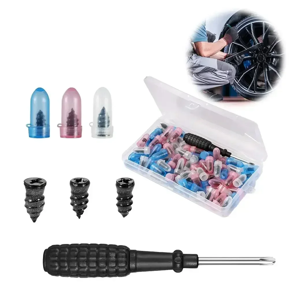 

Tire Repair Screws 10-84PC Heavy Duty Quick Fix Professional Tubeless Tire Plug Screws Mending Kit for Vehicle Truck SUV RV ATV