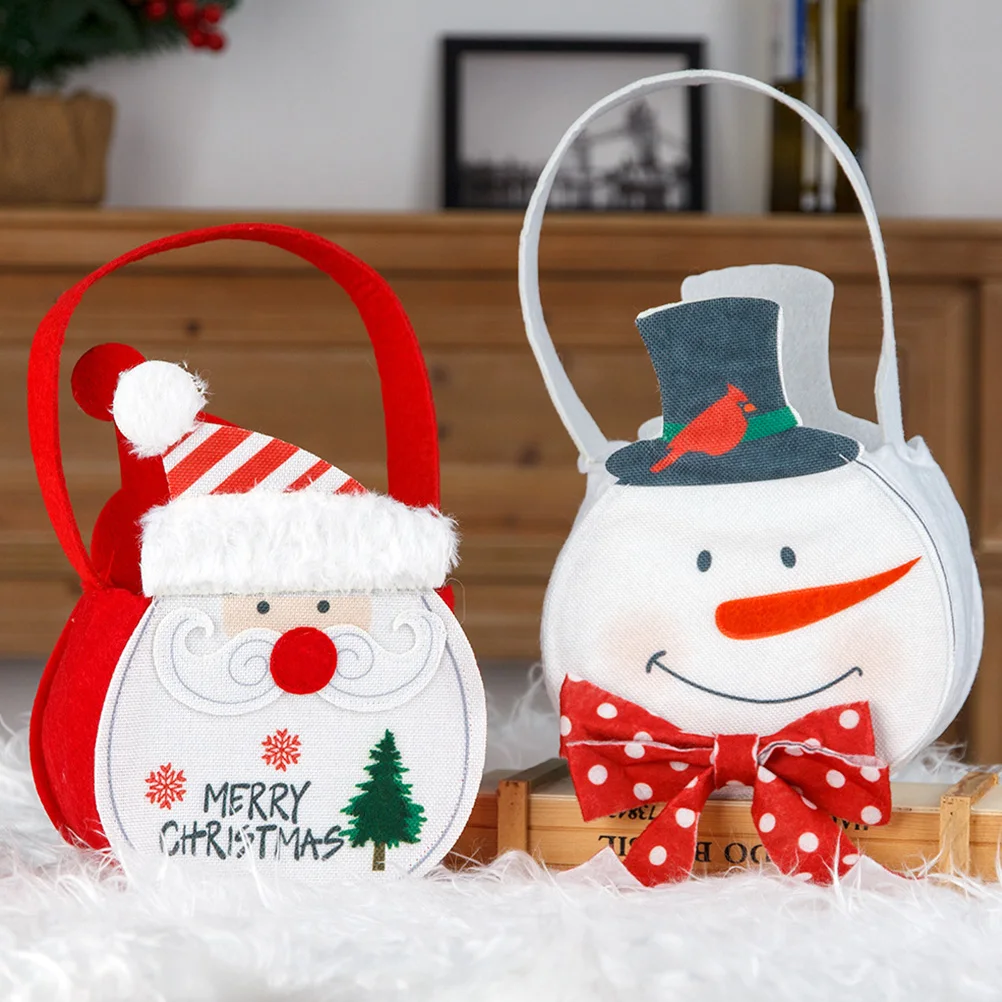 

2Pcs Christmas Gift Bags Lightweight Fabric Storage Holder Treat Bag Xmas Party Supplies Jewelry Pouch Classic Festive