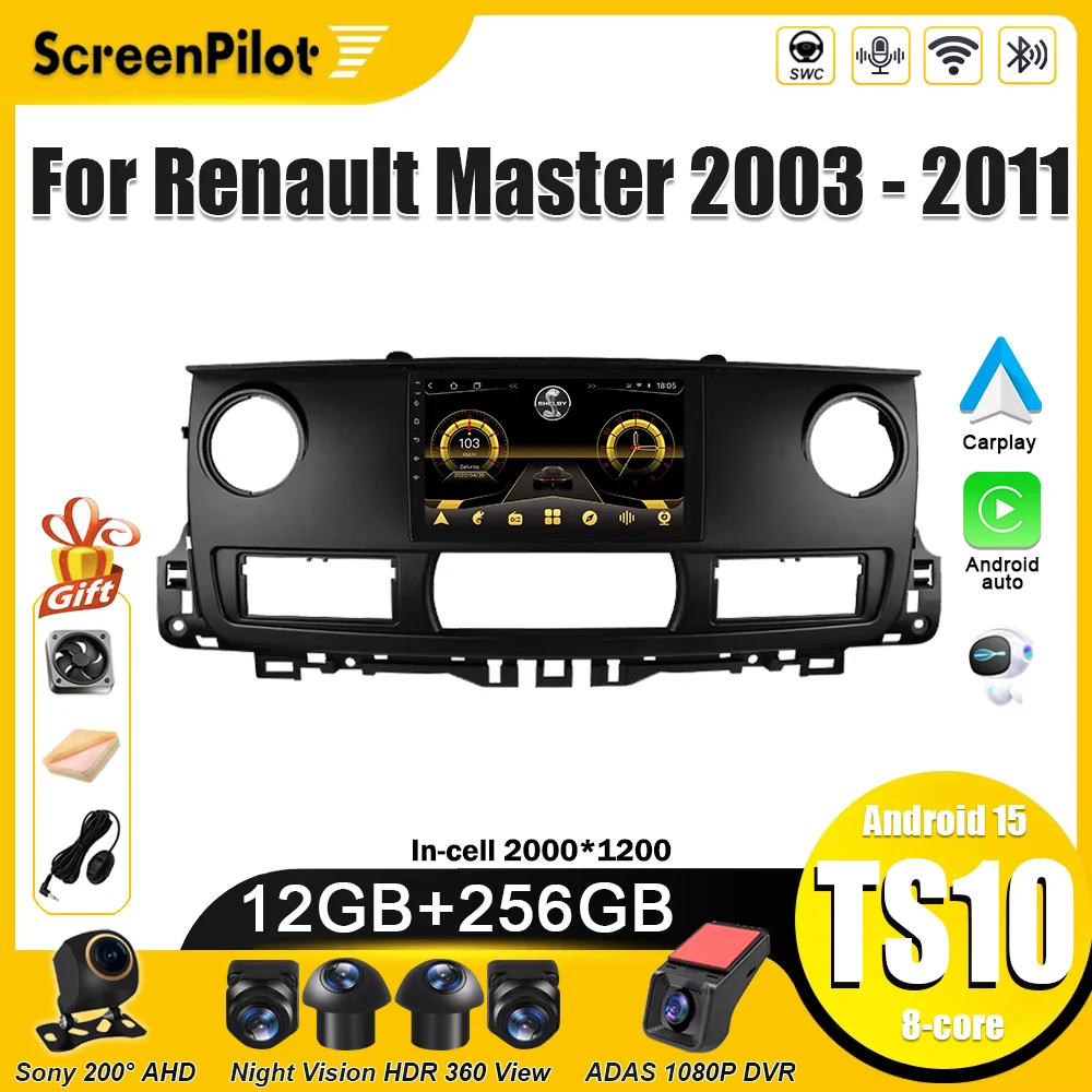 Rádio do carro para renault master 2003 2004 2005 2006 2007 2008 2009 2010 2011 rádio do carro reprodutor de vídeo multimídia carplay bluetooth 5g