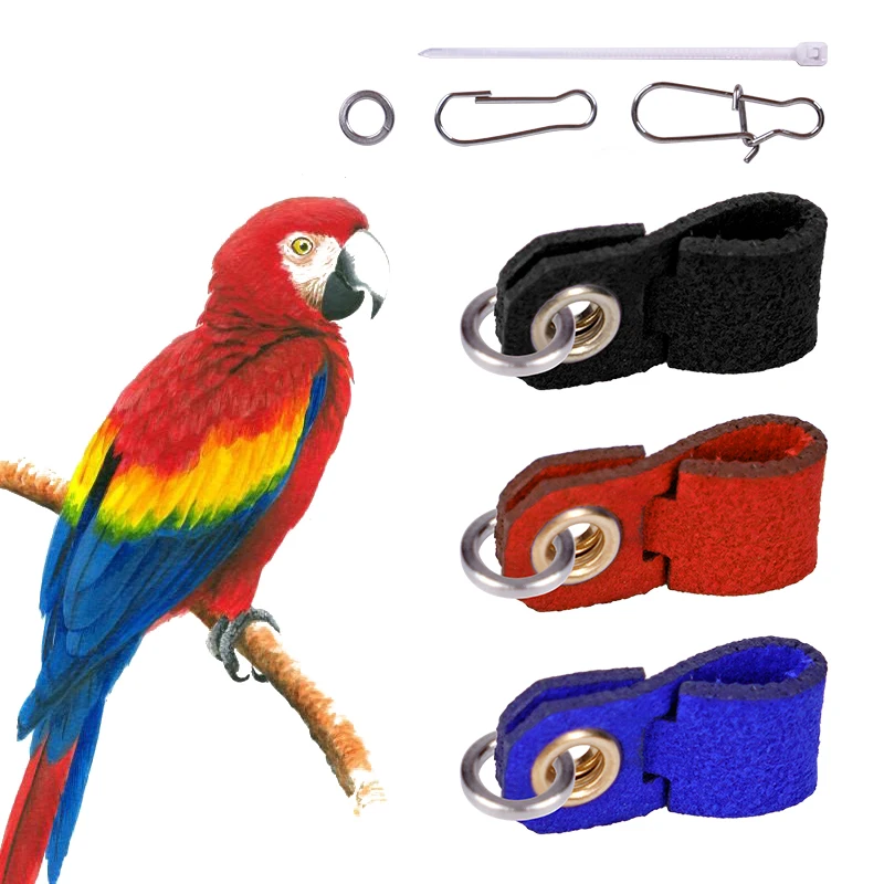 7 Size Pet Parrot Leg Ring Ankle Foot Chain Bird Suede Foot Ring Chain Leather Bird Foot Live Buckle Rings Bird Accessories