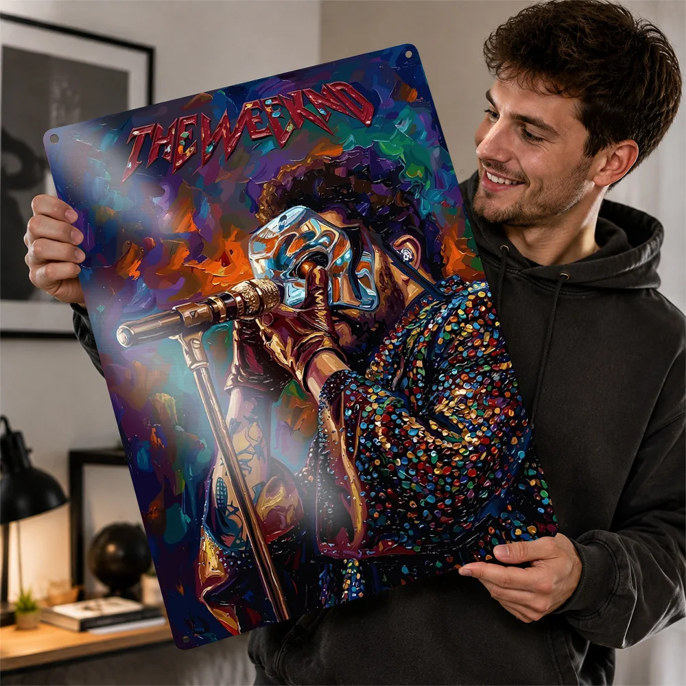 The Weeknd Artistic Portrait Aluminum Poster Customized Metal Sign Bold Album Culture Wall Art A Distinctive Gift For R&B Fans