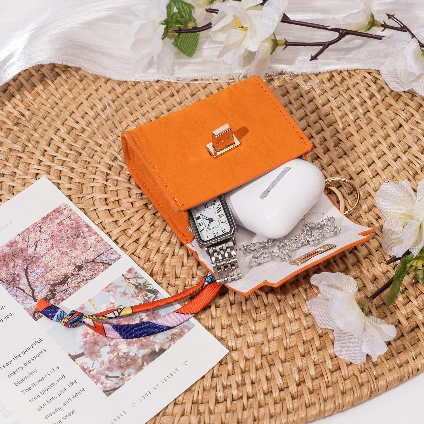 Light Luxury Coin Purses Fashion Bag Accessories New Silk Scarf Bracelet Portable Mini Keychain Pendants view 5