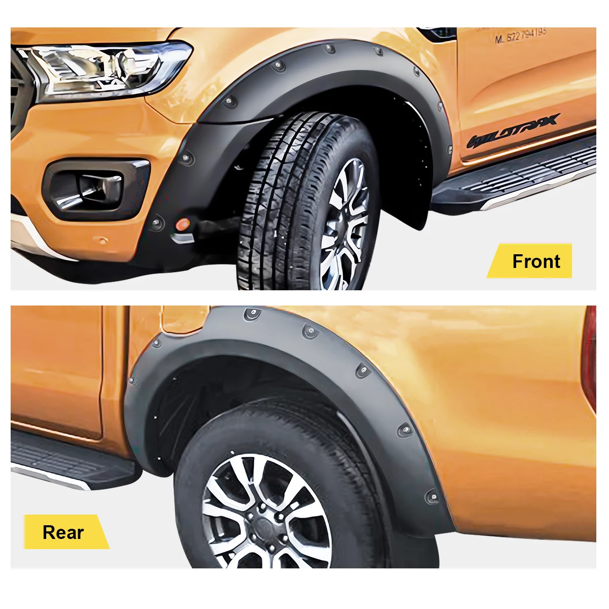 Fender Flares Protector Cover Trim For Ford Ranger 2019 2020 2021 2022 Wildtrak With Sensor Hole Matte Black Wheel Arch