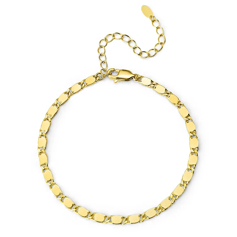 

Apexelle Fashion Jewelry Copper Link Chain Bracelet Dainty Flat Design Simple Paperclip Metal Bracelet For Women Jewelry