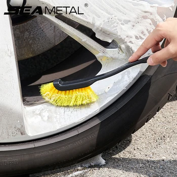 SEAMETAL Car Tire Wheel Rim Cleaning Brush Long Handle Wheel Hub Gap Washing Brush Car…