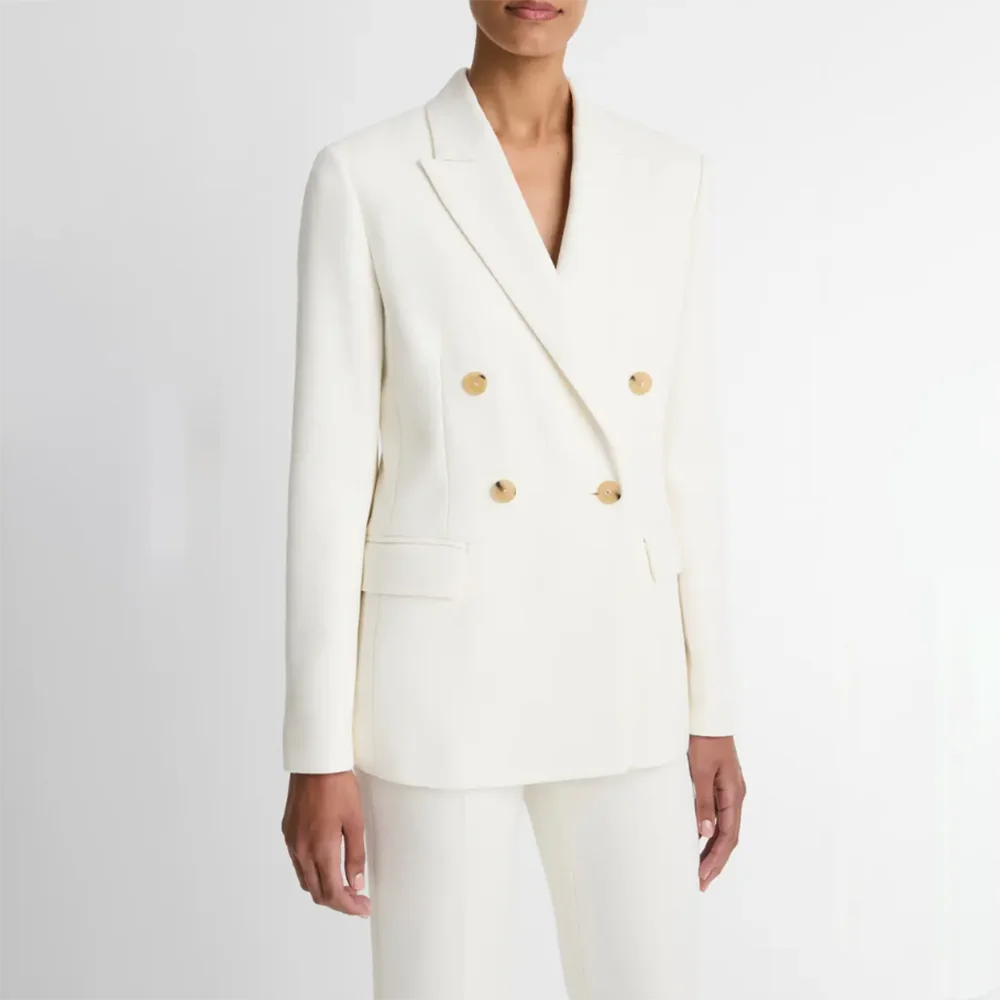 Elegant Women Off‑White Double Breasted 3‑Piece Suit Peak Lapel Jacket Vest Pants Set Formal Wedding Business Groom Outerwears