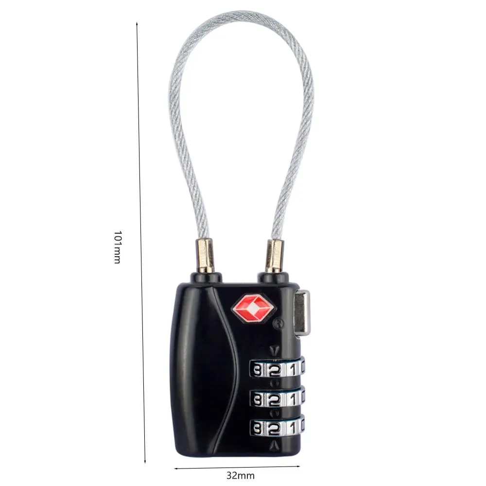 Waterproof Small Padlock Portable TSA Customs Lock Padlock with Steel Cable Smart Combination Lock Customs Code Lock