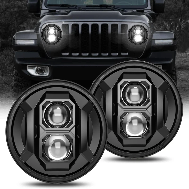 

Car Motorcycle 7 Inch Round Led Headlight for Jeep JK Wrangler Defender Hummer Lada Truck 4X4 Harley BMW Yamha Headlamp