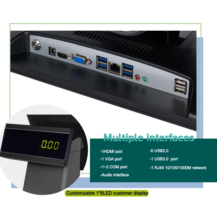 Dual Screen 15.6'' Touch Screen POS Electronic Terminal Desktop Cash Register Machine System Touchscreen Android POS Systems