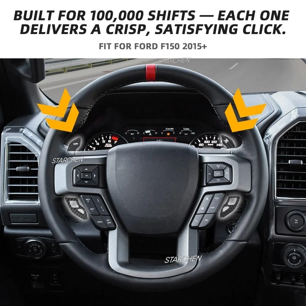Magnetic Carbon Fiber Steering Wheel Paddle Shifters Extension,For Ford F150/F-150 Raptor/Platinum/King Ranch/Tremor/Lariat/P702 2015-2025 (With Mounting Parts)