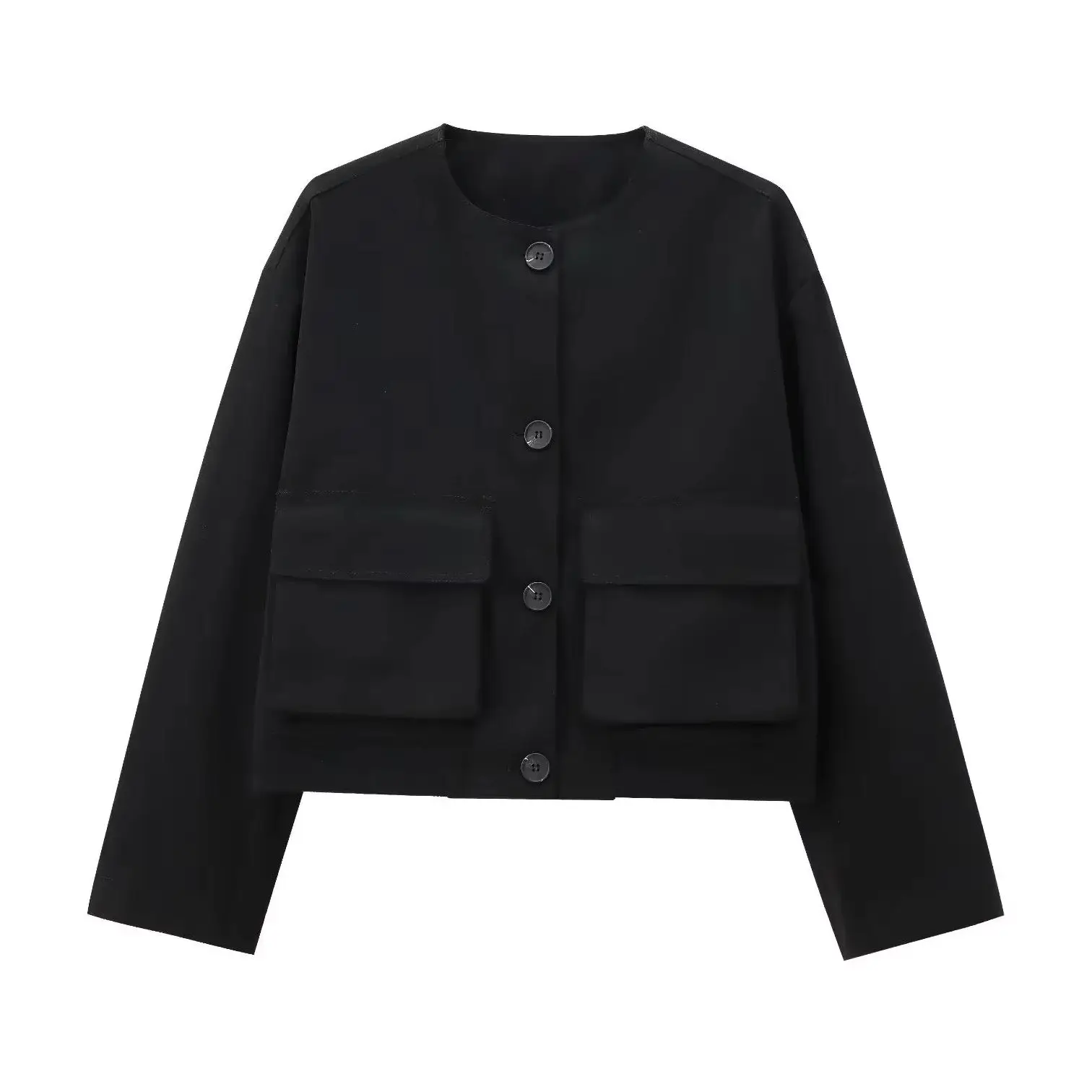 

KONDALA 2024, осенне-зимние женские повседневные однотонные куртки, свободные однобортные пальто с карманами и круглым вырезом, теплые модные женские куртки