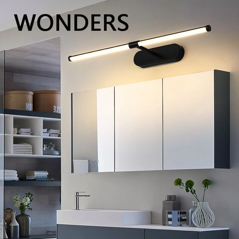 WONDERS Bathroom Simple Wall Lamp Plastic Lampshade Iron Base Indoor Sconce Light 180 Degrees Beam Angle Home Decoration Lustres