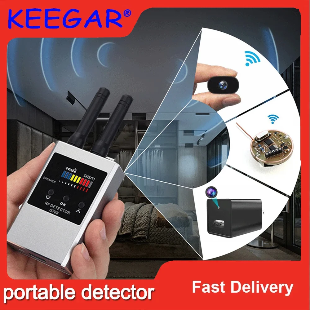 RF Bug Detector wifi Find Out signal Hidden Camera Finder Anti-Spy Listen cell phone bugs wireless listening device GPS tracker