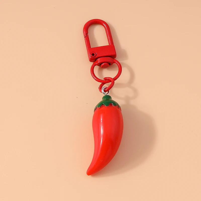 Cute Resin Chilli Keychain Simulation Pepper Key Rings Pendant for Car Key Holder Women Girls Handbag Decor DIY Jewelry Gifts