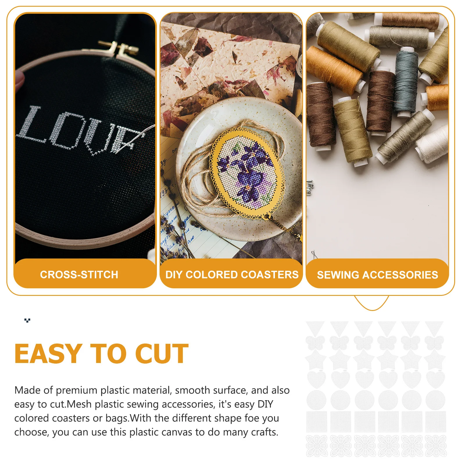 

70Pcs Plastic Canvas Sheets Cross Stitch Mesh Embroidery Kit White Color Smooth Surface Easy Cut Cross Stitch Accessories Canvas